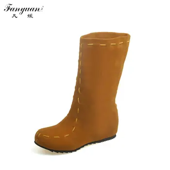 

2017 Hot Chinese Style Spring/Autumn Shoes Slip on with Knot Decoration Women's Height Increasing Round Toe Boots