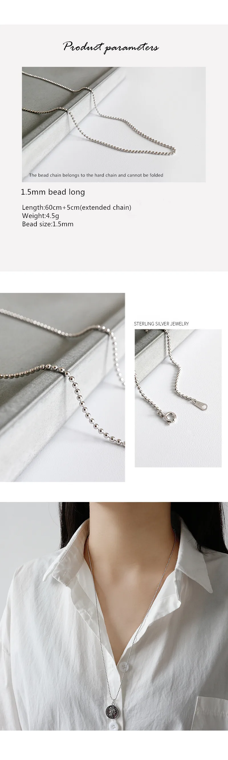 10 стилей, ожерелье из стерлингового серебра 925 пробы, колье для женщин, минимализм, компонент ожерелья для женщин, ожерелье, серебряные ювелирные изделия