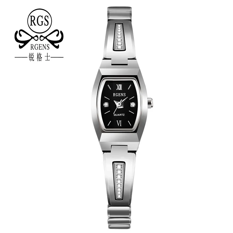

luxury rgens brand ladies watches tungsten steel bracelet woman wristwatches diamond waterproof women clocks rose gold black
