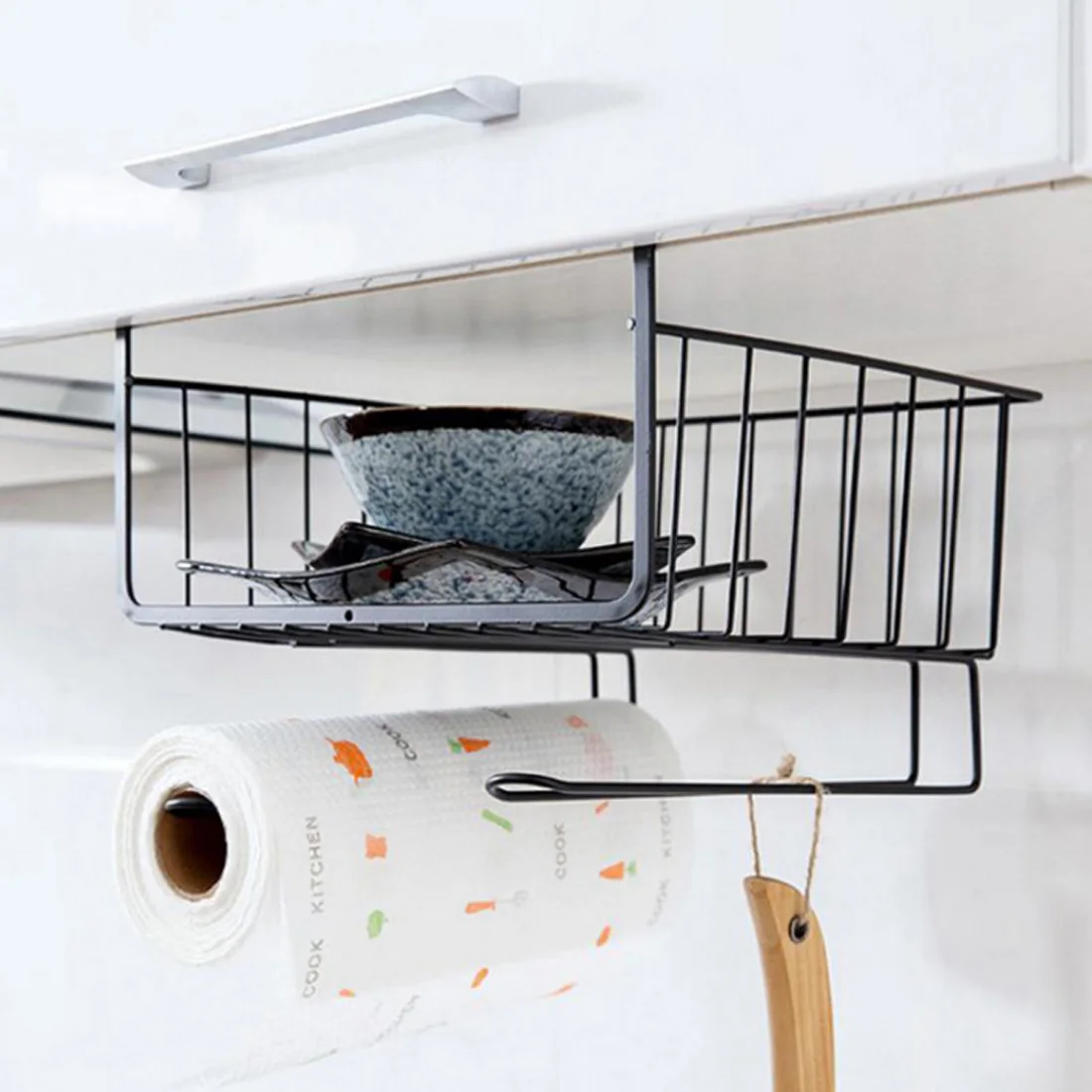 

New Nordic style Iron Craft Towel Cloth Storage Holder Rack for Wardrobe Space Saver Shelf Container Black