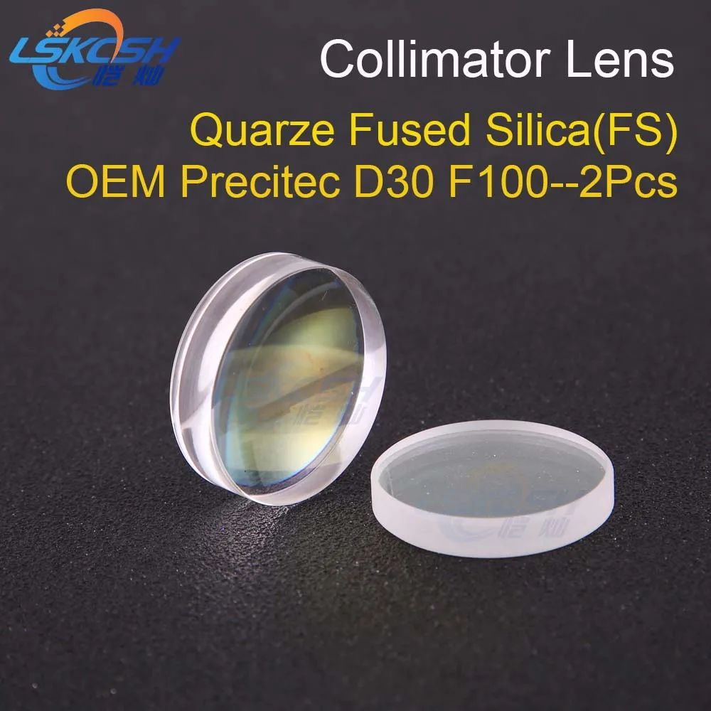 LSKCSH Spherical Collimating Lens D30 F100 2Pcs Precitec OEM Quartz Fused Silica for fiber laser
