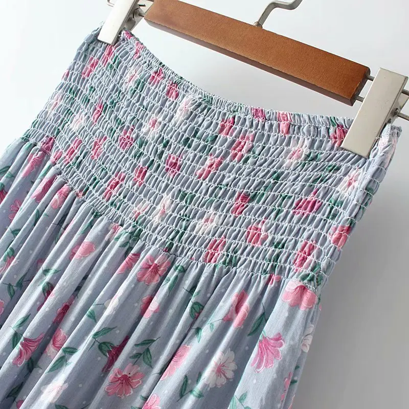 Винтажная шикарная модная женская пляжная юбка хиппи в богемном стиле с цветочным принтом, высокая талия, макси-линия, бохо-Юбка Для Женщин