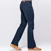 LGRG Mens Slim Boot Cut Jeans Classic Stretch Denim Slightly Flare Deep Blue Jeans Fashion Stretch Trousers 4