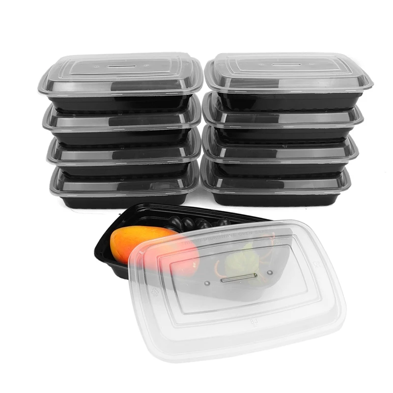 

10Pcs Microwave Oven Applicable Lunch Boxes Bento Box Meal Prep Container Plastic Reusable Food Fruits Storage Box Case 750ml