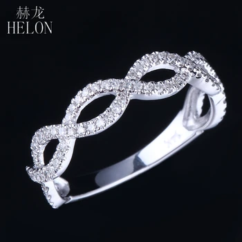

HELON Nice Paving 0.33ct Genuine Natural Diamond Ring Sterling Silver 925 Engagement Anniversary Women Classic Fine Jewelry Ring