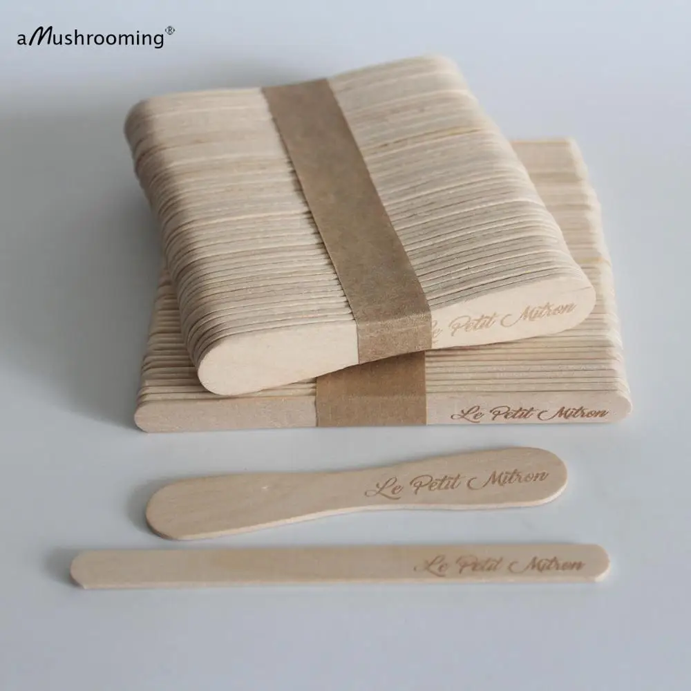 

x100 Personalized Wooden Popsicle Sticks Wedding Invitation Card DIY Accessories Custom Garden Herb Marker Summer Party Decor
