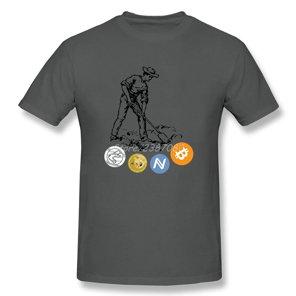 Cryptocurrency Miner T Shirt Short Sleeve Custom Pp Vegan Cotton Plus Size Bitcoin Dogecoin Litecoin Tees Shirts Homme