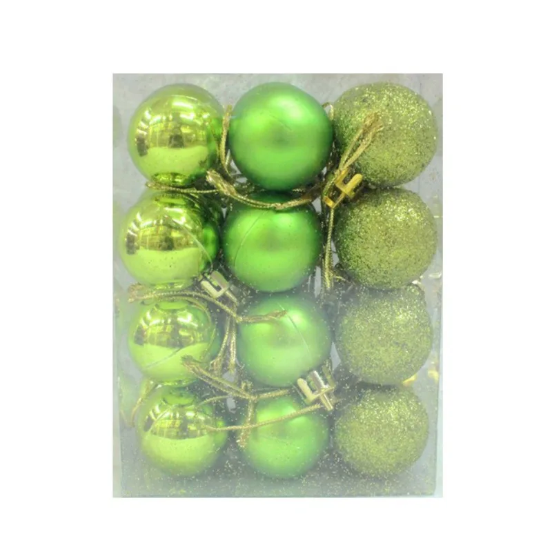 Пластиковый Рождественский красочный шар, Рождественская елка, декоративный шар, рождественские украшения для дома и отеля, детские подарки, 24 шт - Цвет: Мятно-зеленый