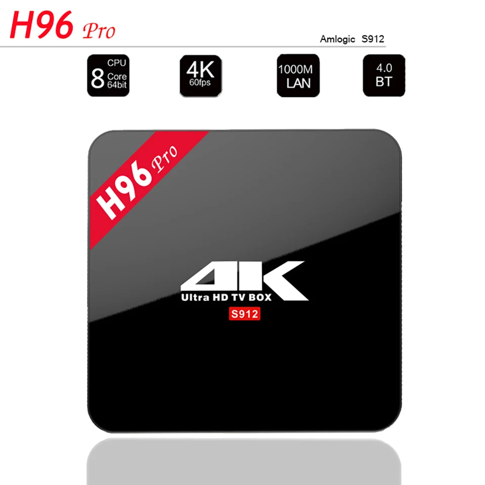 

Original H96Pro 2GB+16GB 3G+16GB Android 6.0 TV Box Amlogic S912 Octa Core Smart 4K Set Top Box 2.4G/5G Dual WIFI Bluetooth Box