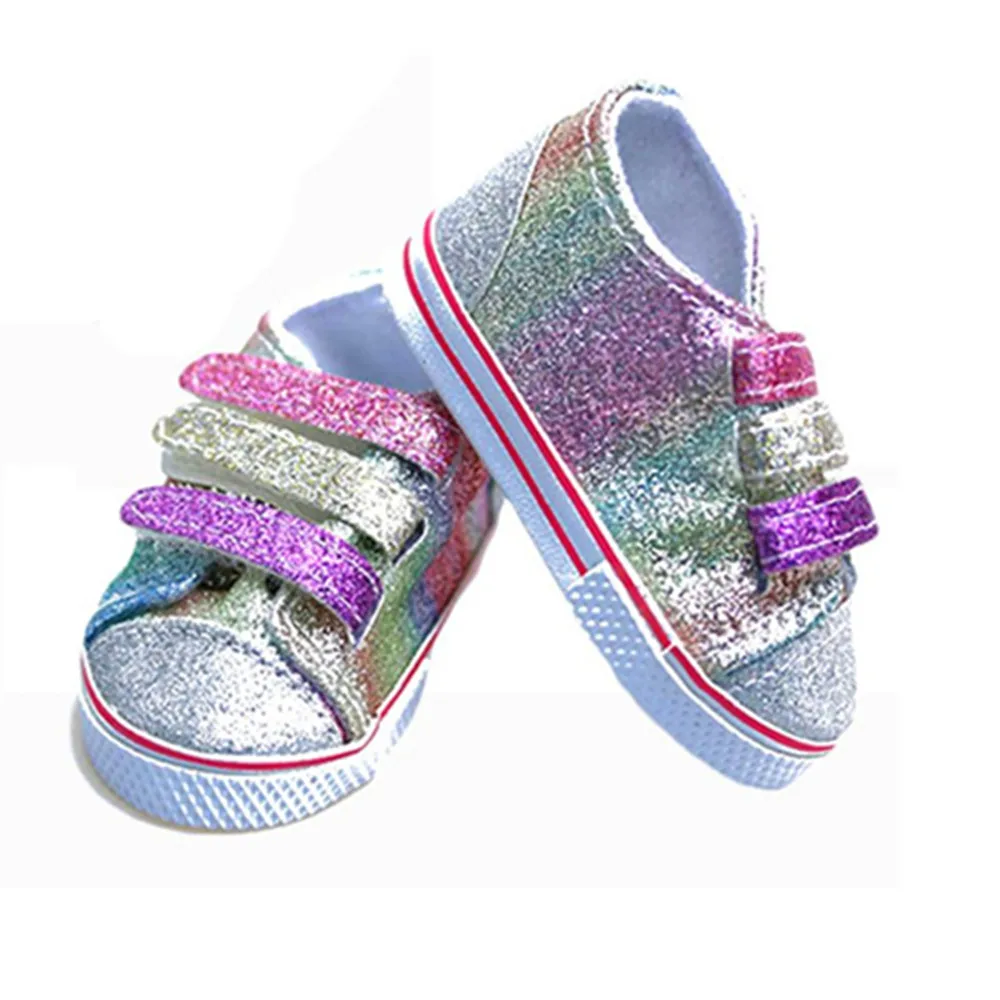 

New Cute Style 1 Pair 7cm Doll Sequins Shoes Fits 43CM doll Baby Dolls Shoes For 18inch doll Girls Accessories Gifts