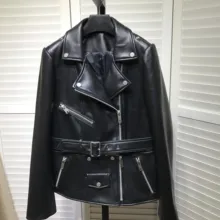 Весна-осень женские кожаные куртки пальто Высококачественная TF карта с фактическим из кожи овчины, Байкерская Куртки женские A087