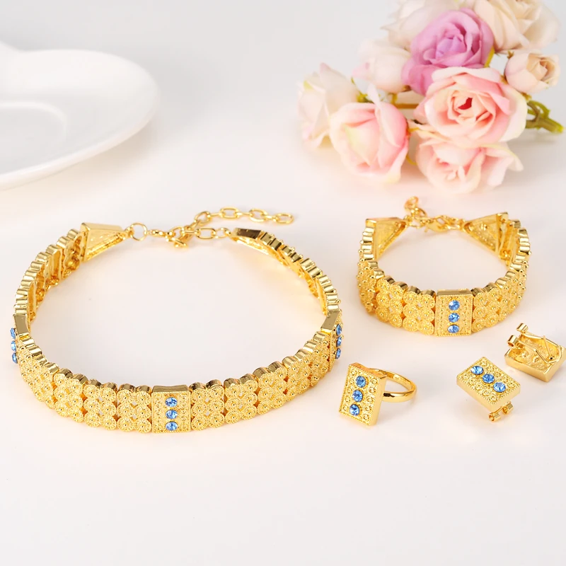 Bangrui Choker Sets Ethiopian Eritrean Traditional Jewelry Accessories Gold Color Classic Brida