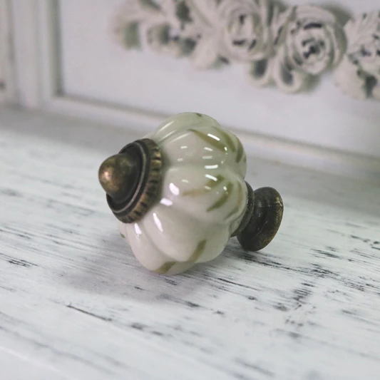 32mm Grey Pumpkin Hand Painted Ceramic Knobs Antique Cupboard
