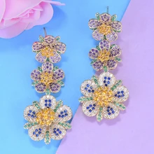 Весенняя коллекция GODKI, 51 мм, Роскошные цветы, инкрустация кубическим цирконием, женские свадебные вечерние свадебные серьги, вечерние ювелирные изделия