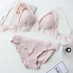 2019 для женщин одноцветное нитки Bralette Набор Бесшовные удобные мягкие комплект женского белья Push Up комплект кружевного нижнего белья