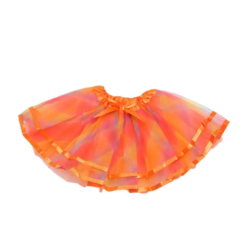 Пышная трехслойная фатиновая балетная мини-юбка-пачка для девочек, сатиновая юбка с бантом, контрастный сценический костюм, платье - Цвет: 5