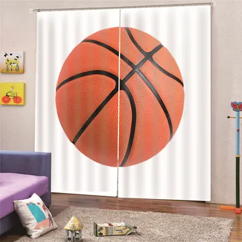 

3D Digital Print Basketball Curtain Faux linne Plain For Bedroom Livingroom Rideaux Window Customized Home Decor Draps AP24
