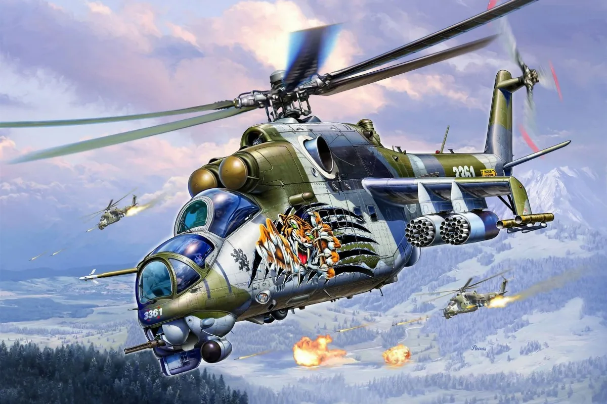 MI-24 советский русский транспортный вертолет QX066 плакат на холсте из ткани (рамка в