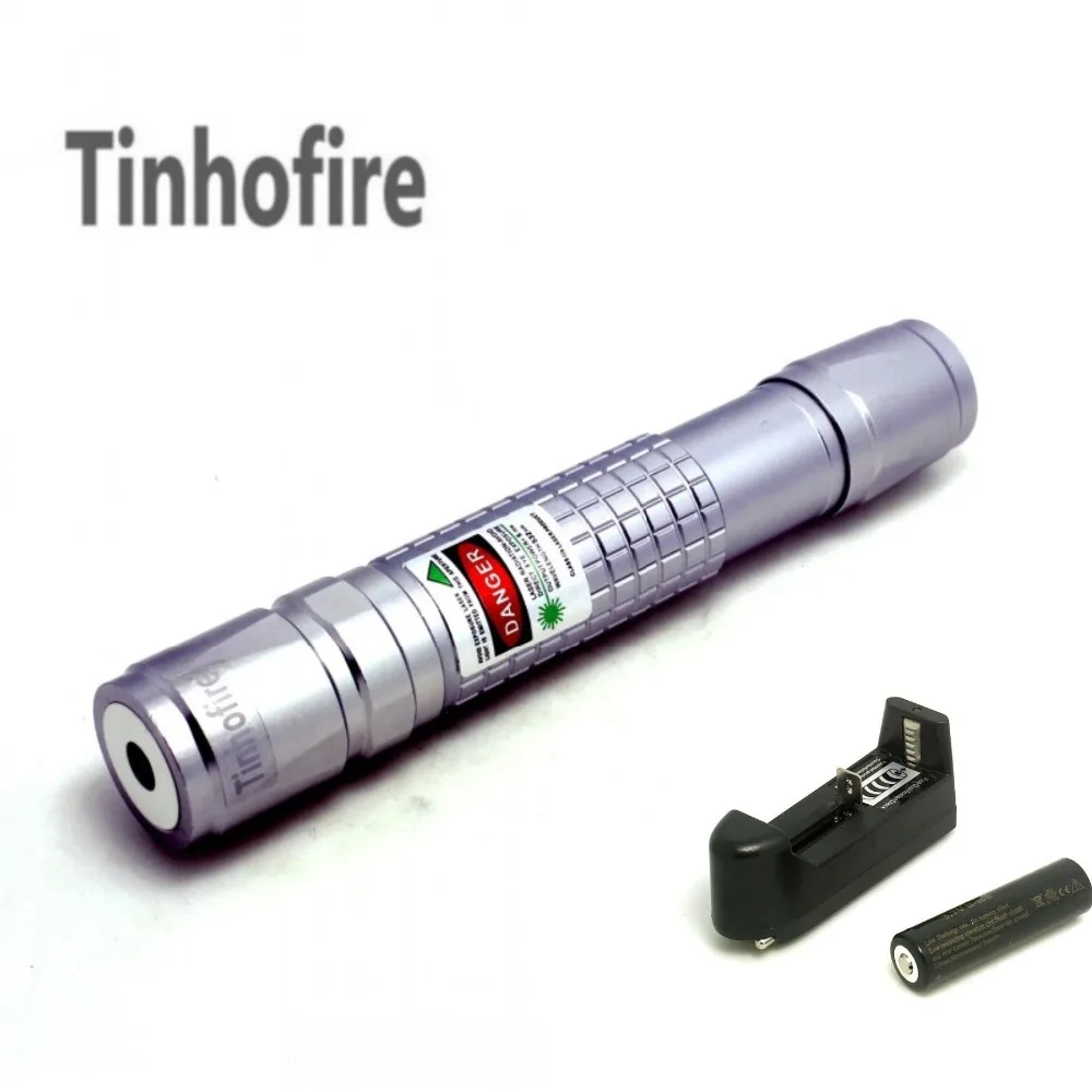 Tinhofire الاختيار الليزر 5 mW الأخضر مؤشر ليزر قلم ليزر مصباح يدوي + 18650 4000 mah بطارية + شاحن