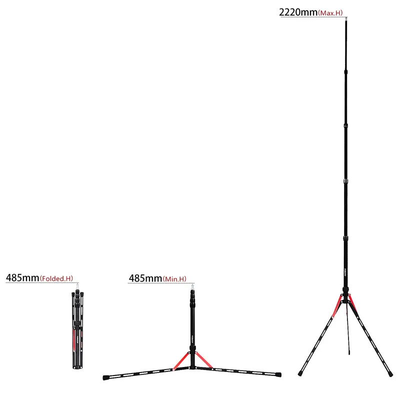  Fosoto FT-190B Red Led Light Tripod Stand Bag 2.2m Head Softbox For Photo Studio Photographic Light