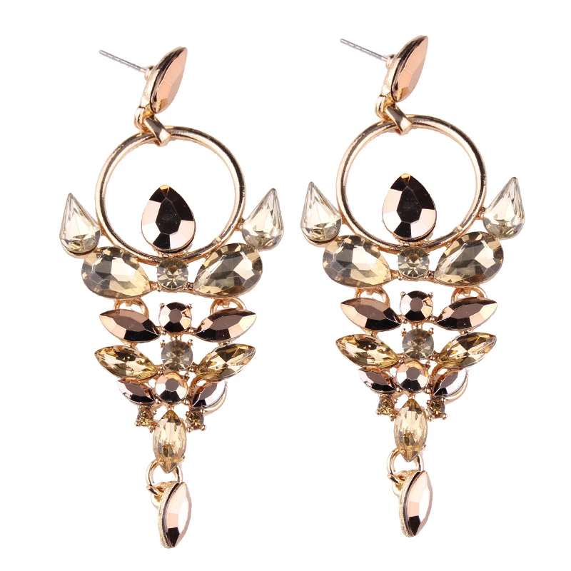 1 Pair Crystal Rhinestone Dangle Earrings Handmade Gem Ear Stud Fashion