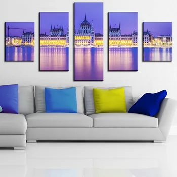 

budapest parliament Modern Home Wall Decor Canvas Picture Art Print WALL Painting Set of 5 Each Canvas Arts Unframe