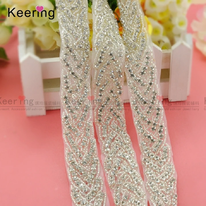 Мода горный хрусталь бисером бахрома обрезки для платья WRA 330|appliques for wedding gowns|applique