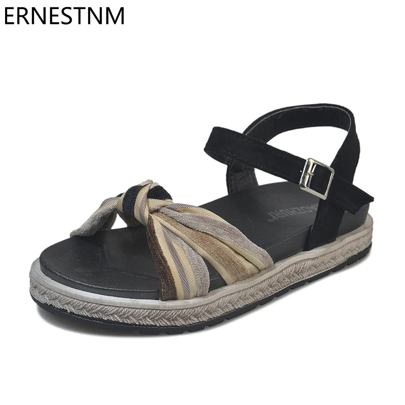 

ERNESTNM Women Sandals 2019 Summer Platform Sandal Rome Gladiator Solid Buckle Strap Casual Ladies Walking Shoes Zapatos Mujer