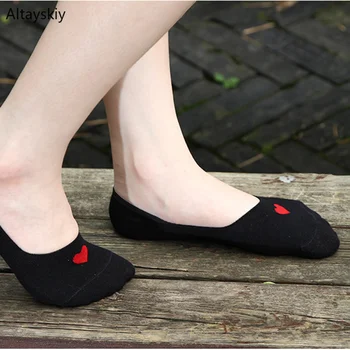 

Sock Slippers Women Low Cut Ankle Heart Printing Invisible Breathable Deodorant Womens Kawaii Comfortable Non-slip Student Chic