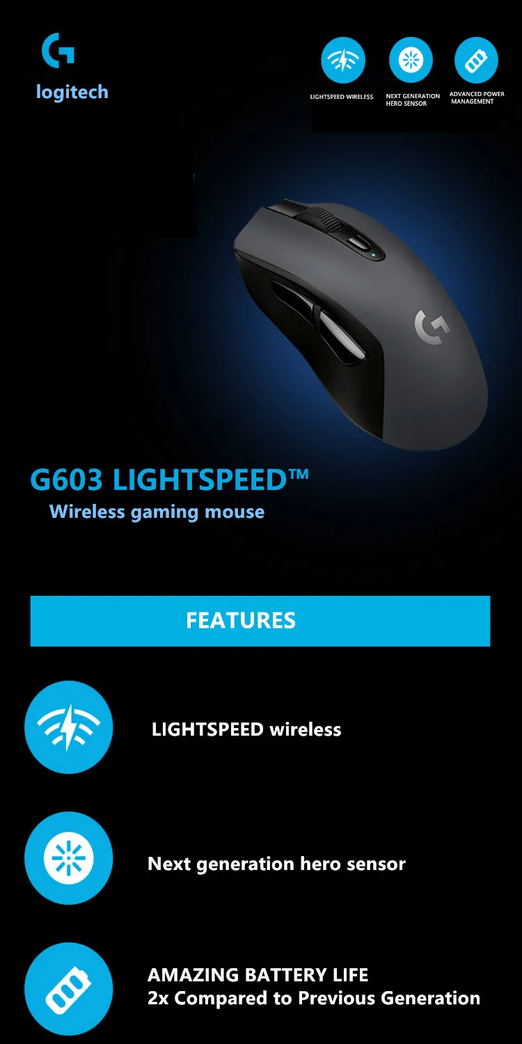 Беспроводная игровая мышь logitech G603 LIGHTSPEED