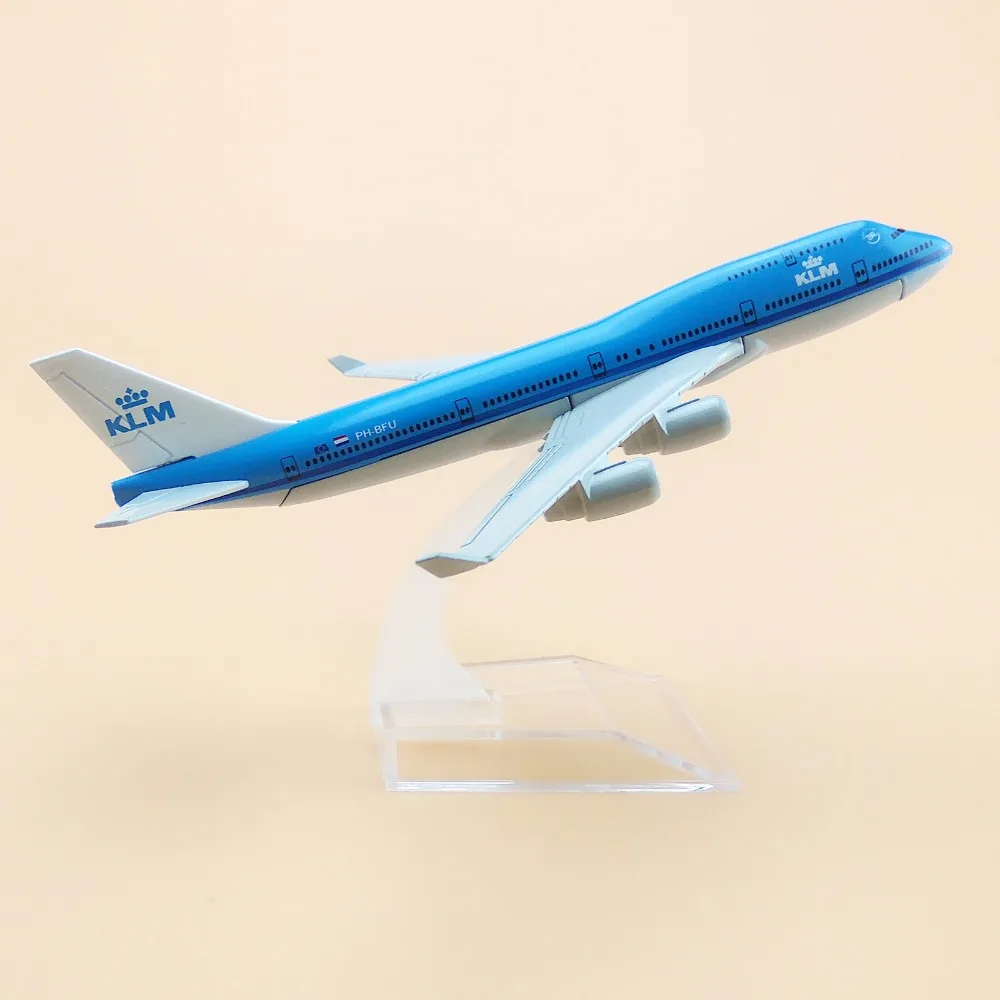 16 см сплав металла воздуха KLM Airlines B747 самолет модель Boeing 747 400 Airways самолета w Стенд