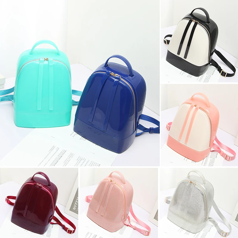 

Fashion New Summer Brand Candy Waterproof PVC Material Girls Candy Mixed Color Jelly Crossbody package Cute bag backpacks