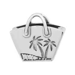 Подходит для Pandora Charms браслеты COCOLAND сумка бусины с четким CZ 925 пробы 100%-серебро-ювелирные изделия Бесплатная доставка
