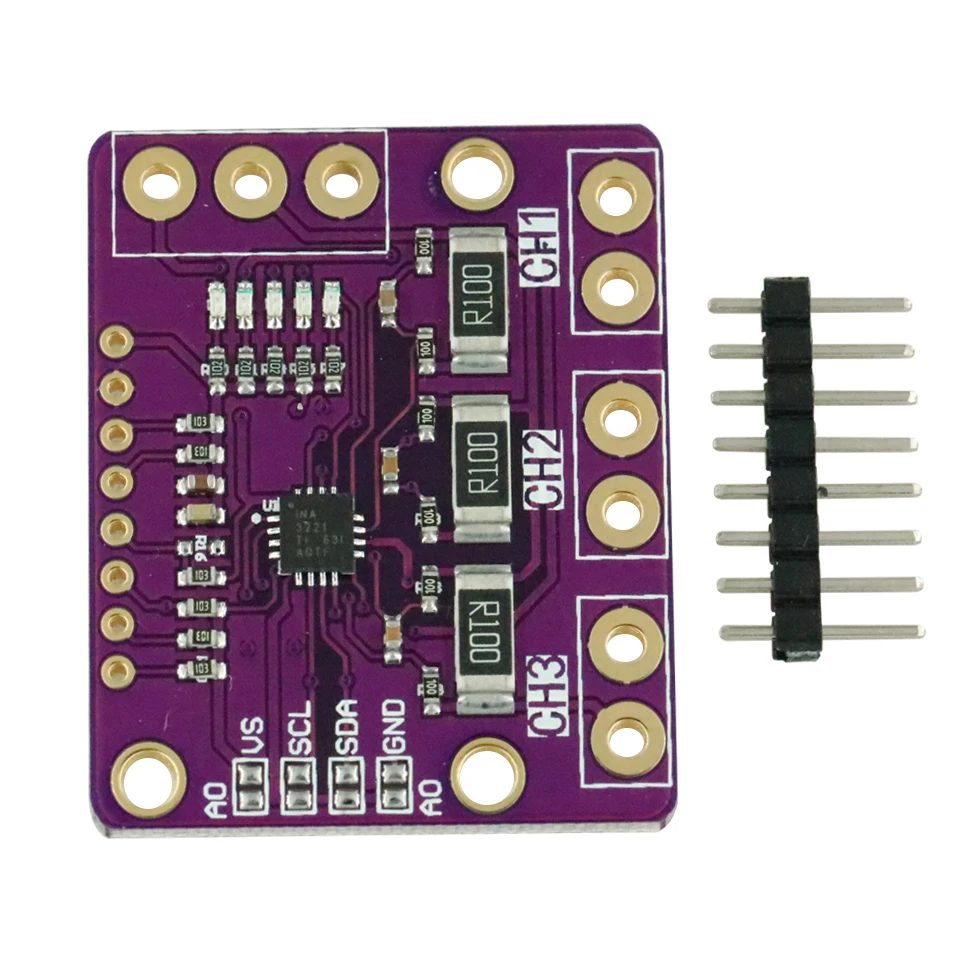 

1Set I2C SMBUS INA3221 Triple-Channel Shunt Current Power Supply Voltage Monitor Sensor Board Module Replace INA219 Pins DIY Kit