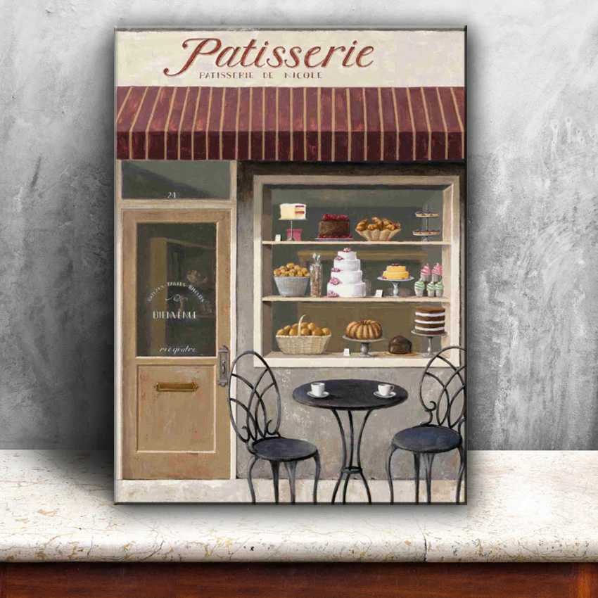 pastoral bicycle flower bakery scenery canvas printings oil painting printed on canvas home room wall art decoration picture