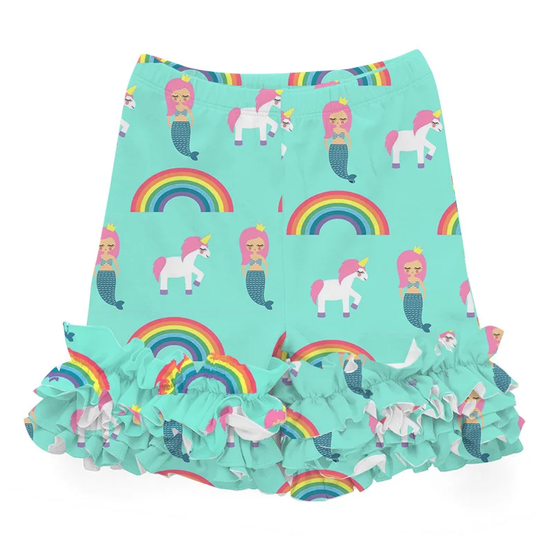 Little Mermaid Ruffle Icking Shorts Girls Shorts Summer Baby Girl