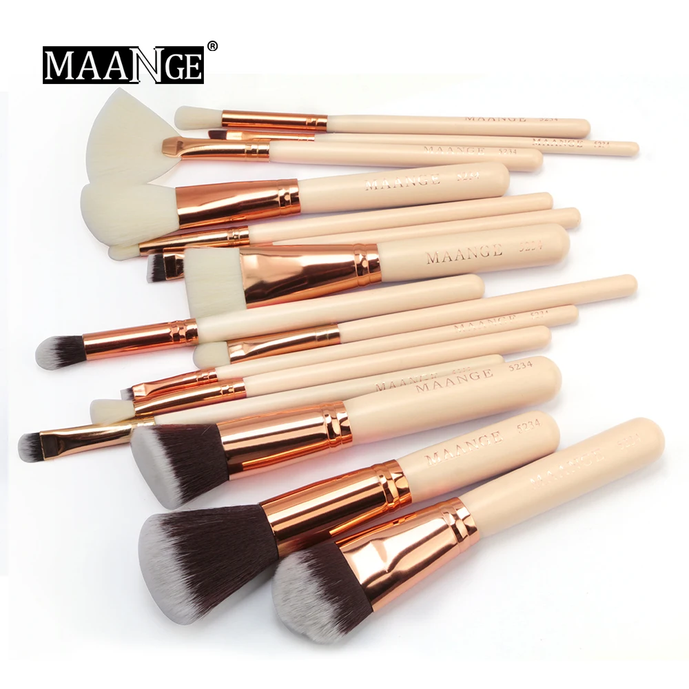 

MAANGE 15pcs/set Professional Makeup Brushes Set Powder Foundation Eyeshadow Eyeliner Lip Brush Beauty Cosmetics Make Up Tools