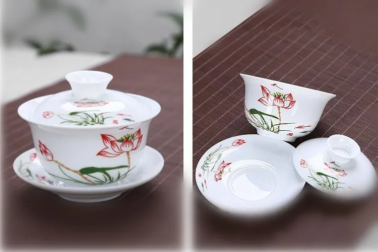 200 мл большая емкость китайский Tureen кунг-фу чайная чаша, Gongfu Gaiwan Чайник, керамический чайный сервиз