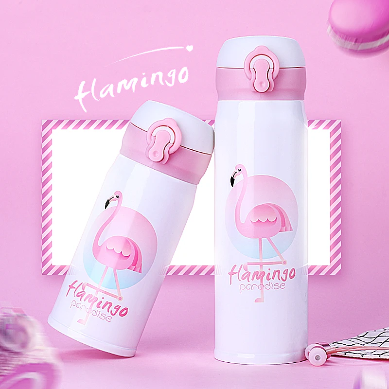 ONEISALL Flamingo Stainless Steel Vacuum Flask Girls Insulated Water