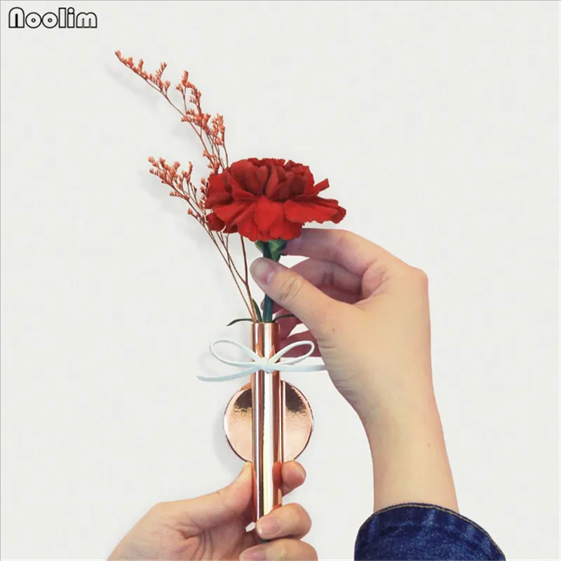 NOOLIM Скандинавская настенная сушеная Цветочная ваза креативная железная трубка ваза украшение латунный цветок украшение стены дома