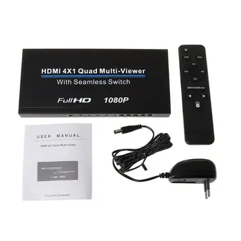 

HDMI 4x1 Quad Multi-viewer Full 1080p Switcher Seamless Multiviewer Switch IR Screen Splitter Converter