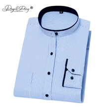 DAVYDAISY, Новое поступление, мужская рубашка, модная, с длинным рукавом, мужская, стоячий воротник, приталенная рубашка, мужская рубашка, camiseta masculina DS246