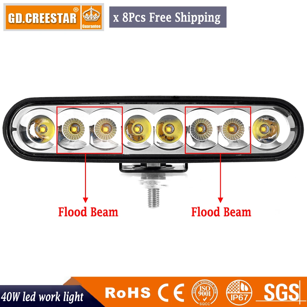

40Watts 7'' LED WORK LIGHT BAR 12V 24V COMBO DRL OFFROAD AUTO SUV 4X4 TRUCK ATV 4WD AWD MOTORCYCLE TRACTOR REVERSE LAMP x8pcs