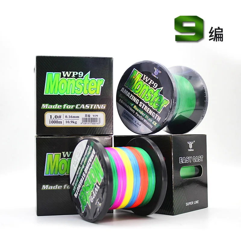 

Fishing Gear 9 Strands Braided Fishing Line Best Quality Multicolored PE Braided Super Stiff and Strong 1000M Sea Fishing Line