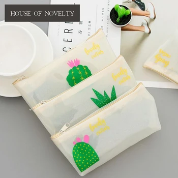 

12 Pcs/lot Lovely Cactus Silicone Large Capacity Pencil Bag Stationery Storage Organizer Case School Supply