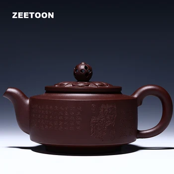 

450cc Master Handmade Authentic Yixing Teapot Chinese Health Care Zisha Sutra Six Petal Zen Pot Purple Clay Tea Set Coffee Pot