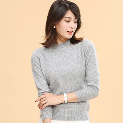 Suéter de cachemira de gamuza pura súper Калида y suéter de mujer suéter de otoño e invierno suéter de cuello alto para mujer - Цвет: light grey