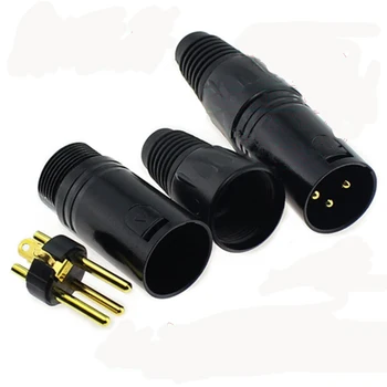 

20pcs Microphone Black XLR Connector Copper Core 24K Gold Plating XLR Male Adapter