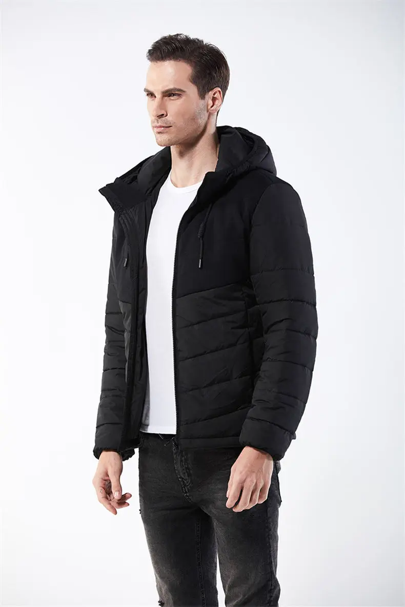 Winter Jackets Men Wind Resistant Autumn Spring Drawstring Hooded Mens Jacket Coats Male Thick Warm European Size Machine Wash 03