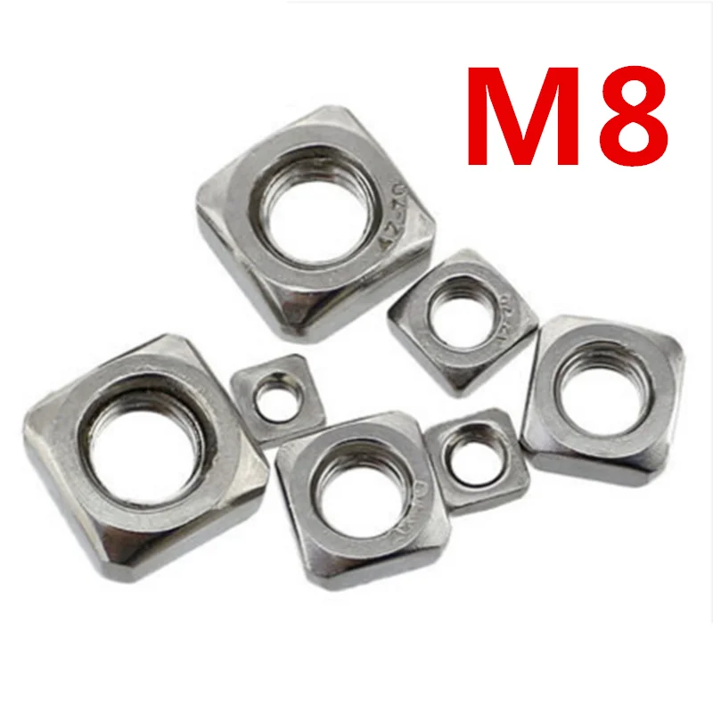 200pcs/lot High Quality 304 Stainless Steel A2 70 M8 Square Nut free